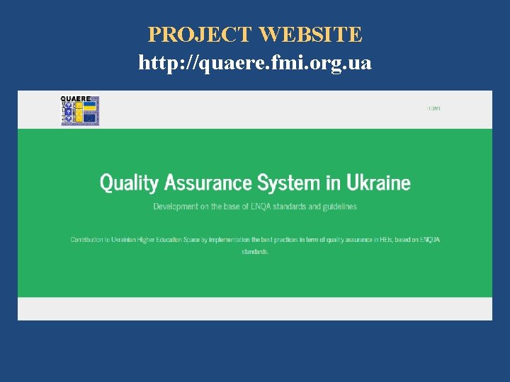 PROJECT WEBSITE http: //quaere. fmi. org. ua 