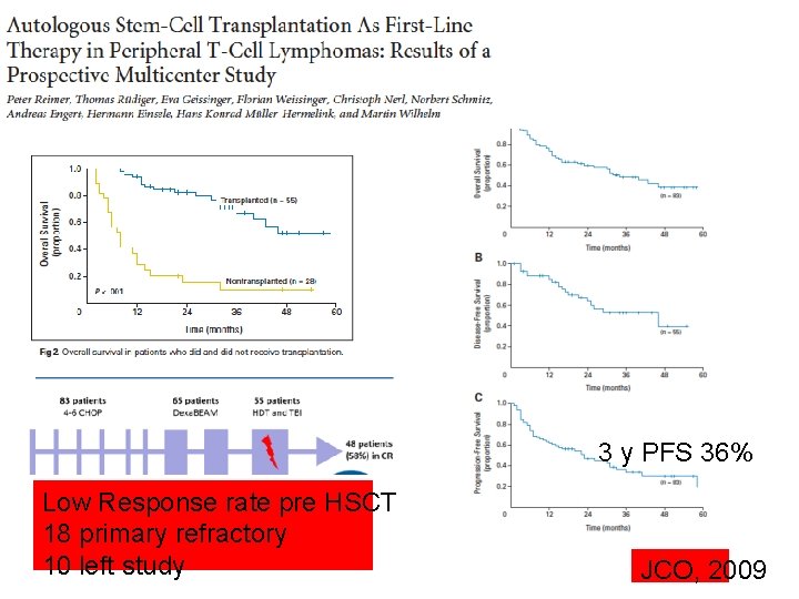 3 y PFS 36% Low Response rate pre HSCT 18 primary refractory 10 left