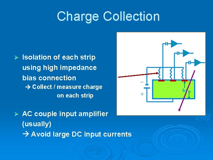Charge Collection Ø Isolation of each strip using high impedance bias connection Collect /