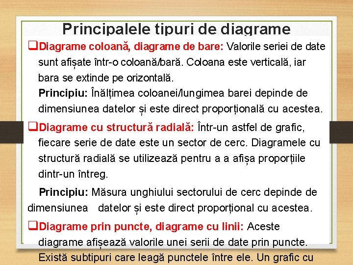 Principalele tipuri de diagrame q. Diagrame coloană, diagrame de bare: Valorile seriei de date