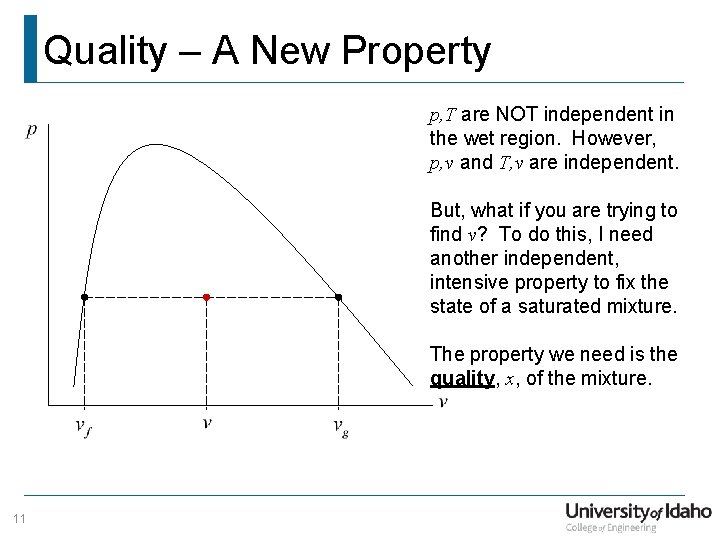 Quality – A New Property p, T are NOT independent in the wet region.