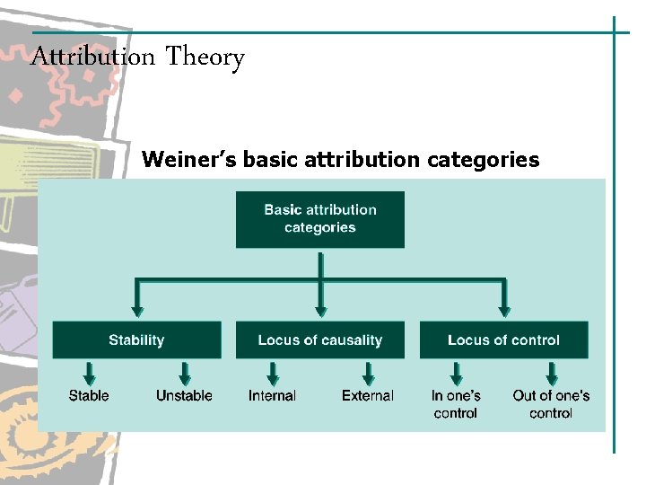Attribution Theory Weiner’s basic attribution categories Attribution Theory Weiner’s basic attribution categories