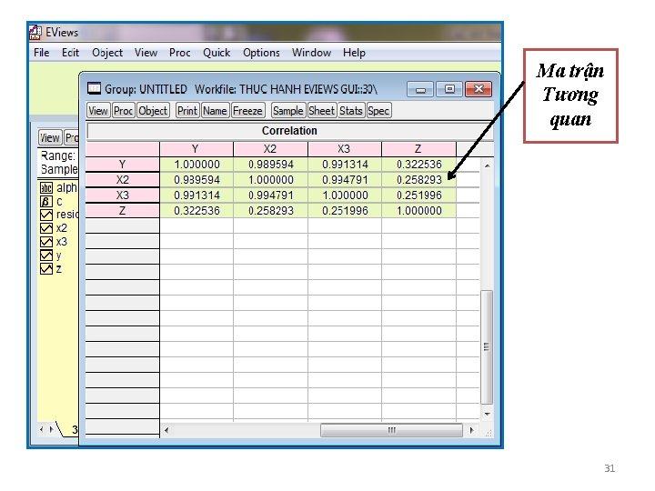 Ma trận Tương quan 31 