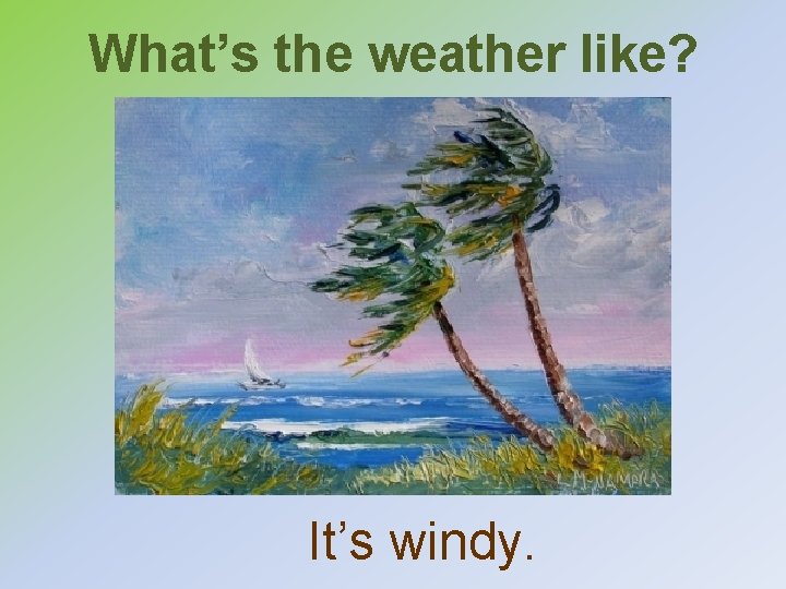 What’s the weather like? It’s windy. 