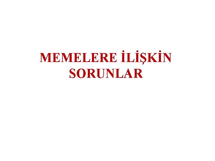 MEMELERE İLİŞKİN SORUNLAR 