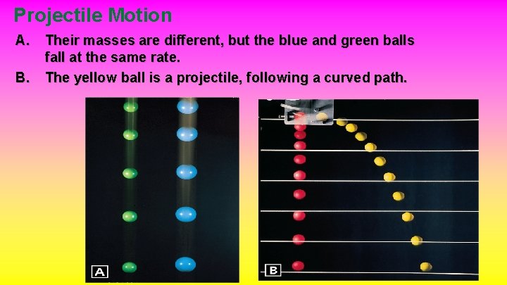 Projectile Motion A. B. Their masses are different, but the blue and green balls
