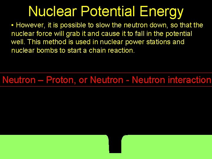 Nuclear Potential Energy • However, it is possible to slow the neutron down, so