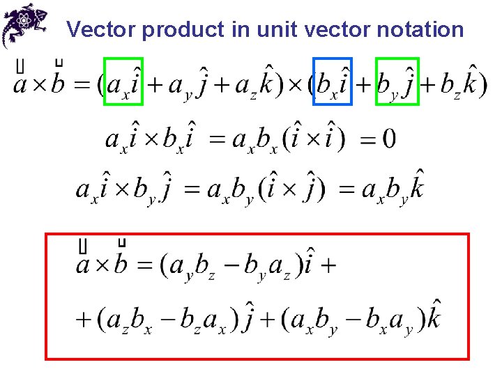 Vector product in unit vector notation 