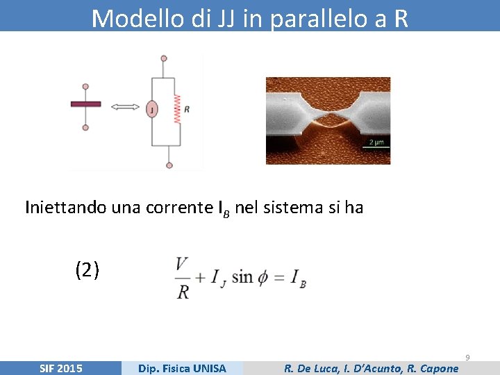 Modello di JJ in parallelo a R Iniettando una corrente IB nel sistema si