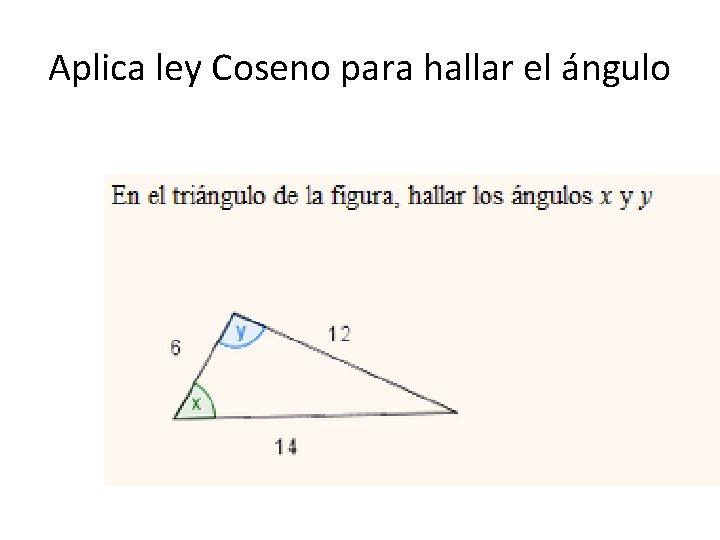 Aplica ley Coseno para hallar el ángulo 