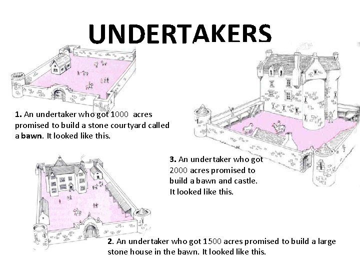 UNDERTAKERS 1. An undertaker who got 1000 acres promised to build a stone courtyard UNDERTAKERS 1. An undertaker who got 1000 acres promised to build a stone courtyard