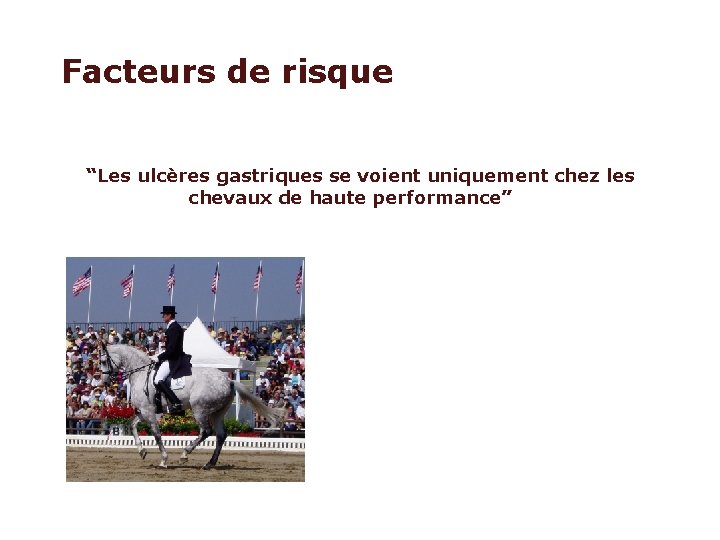 Facteurs de risque “Les ulcères gastriques se voient uniquement chez les chevaux de haute