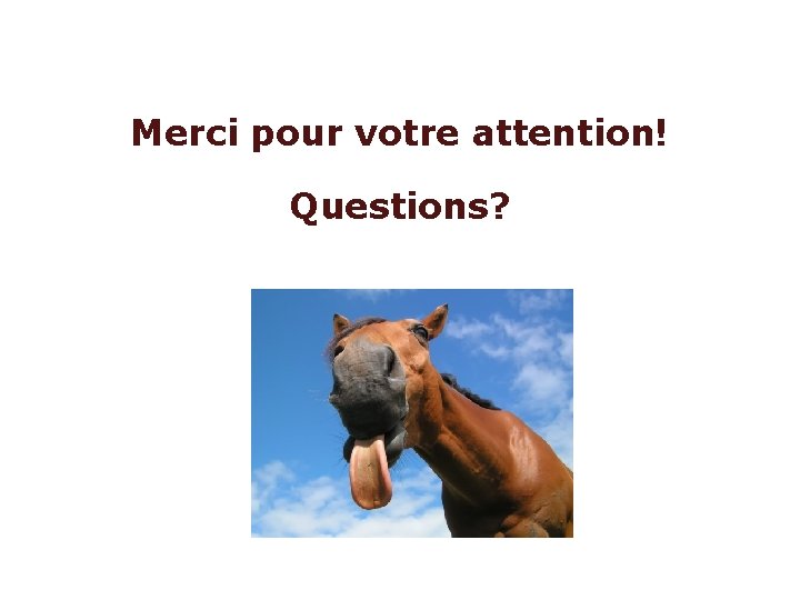 Merci pour votre attention! Questions? 