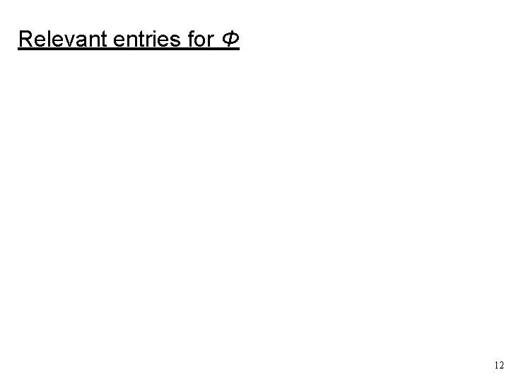 Relevant entries for Φ 12 