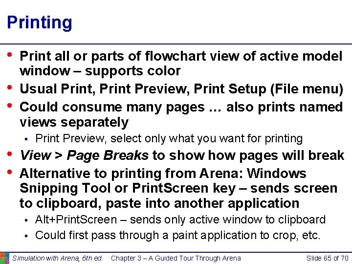 Printing • • • Print all or parts of flowchart view of active model Printing • • • Print all or parts of flowchart view of active model