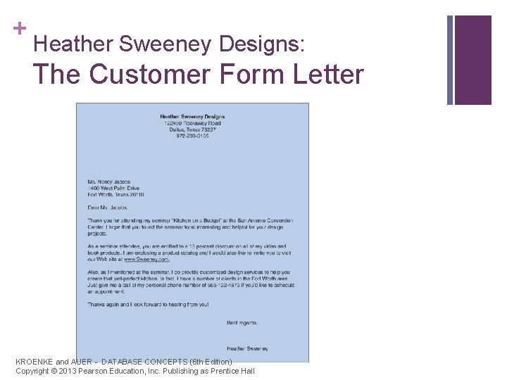 + Heather Sweeney Designs: The Customer Form Letter KROENKE and AUER - DATABASE CONCEPTS