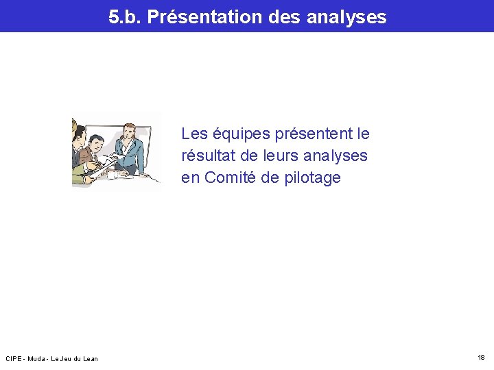 5. b. Présentation des analyses Les équipes présentent le résultat de leurs analyses en