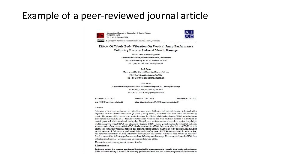 Example of a peer-reviewed journal article 