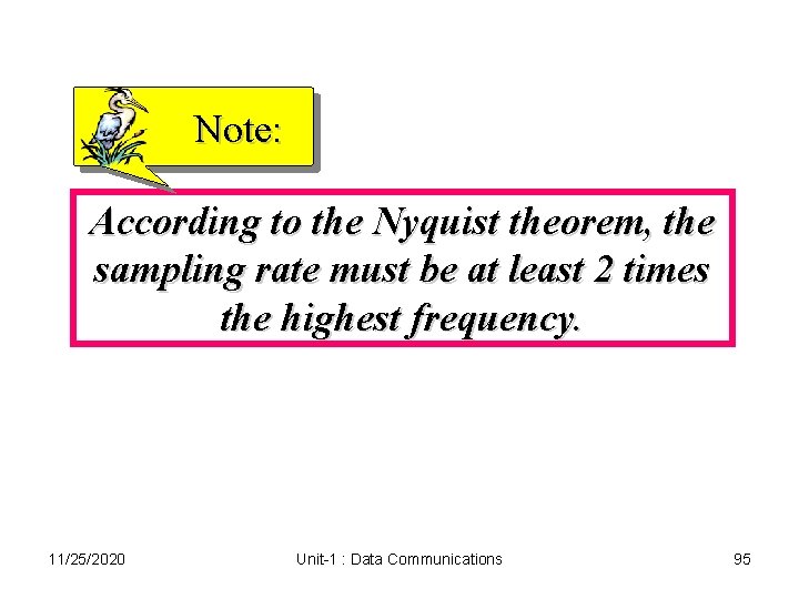Note: According to the Nyquist theorem, the sampling rate must be at least 2 Note: According to the Nyquist theorem, the sampling rate must be at least 2