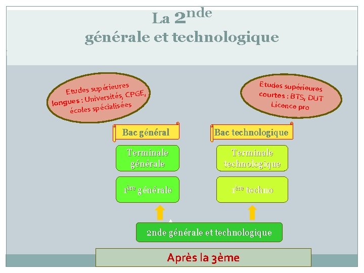 La 2 nde générale et technologique Etudes supérieu res courtes : BTS, D UT