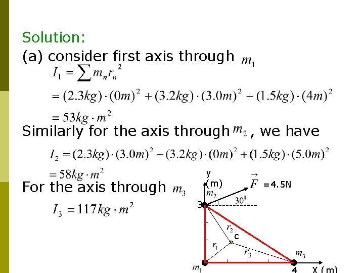 Solution: (a) consider first axis through Similarly for the axis through , we have Solution: (a) consider first axis through Similarly for the axis through , we have