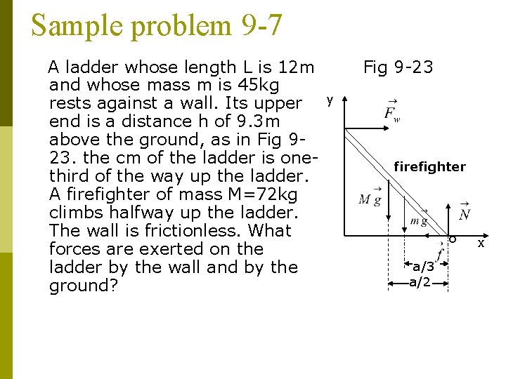 Sample problem 9 -7 A ladder whose length L is 12 m and whose Sample problem 9 -7 A ladder whose length L is 12 m and whose