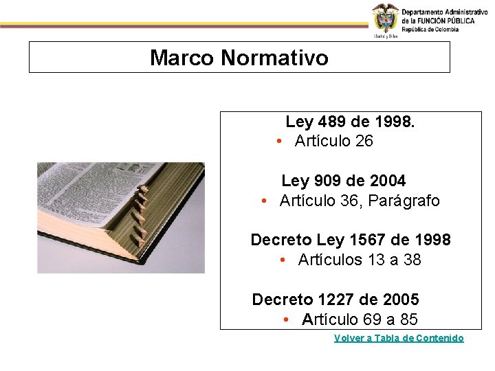 Marco Normativo Ley 489 de 1998. • Artículo 26 Ley 909 de 2004 •
