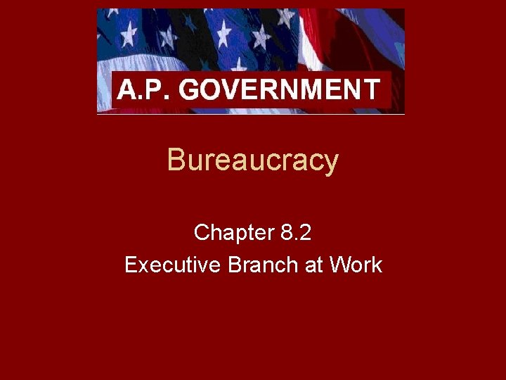 Bureaucracy Chapter 8. 2 Executive Branch at Work 