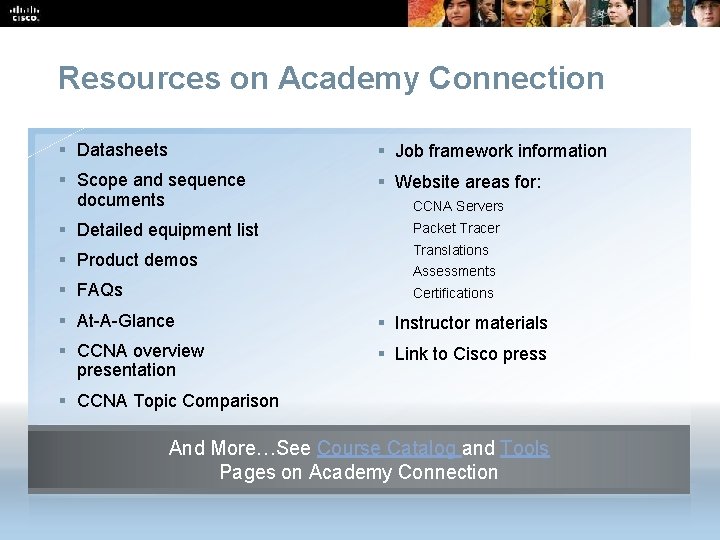 Resources on Academy Connection § Datasheets § Job framework information § Scope and sequence