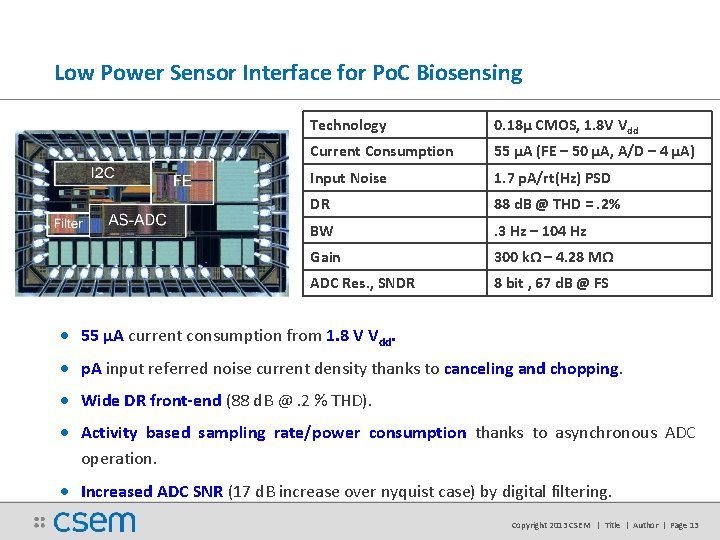 Low Power Sensor Interface for Po. C Biosensing Technology 0. 18µ CMOS, 1. 8 Low Power Sensor Interface for Po. C Biosensing Technology 0. 18µ CMOS, 1. 8