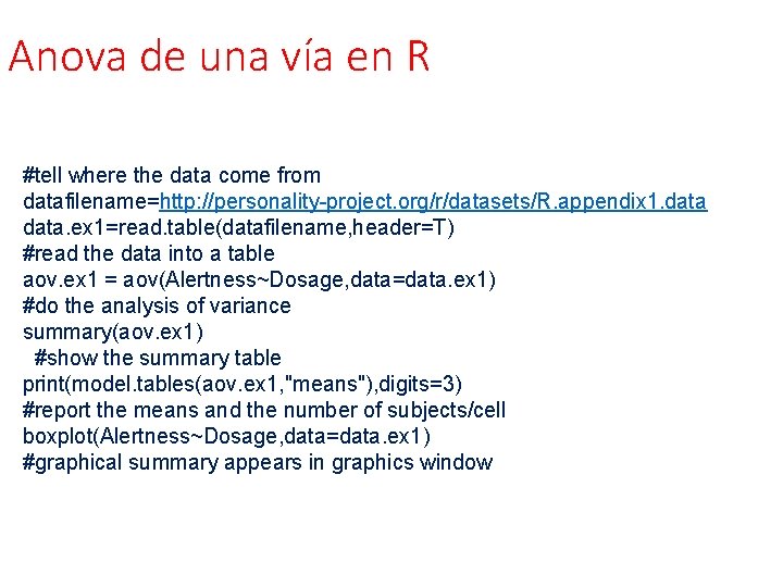 Anova de una vía en R #tell where the data come from datafilename=http: //personality-project. Anova de una vía en R #tell where the data come from datafilename=http: //personality-project.