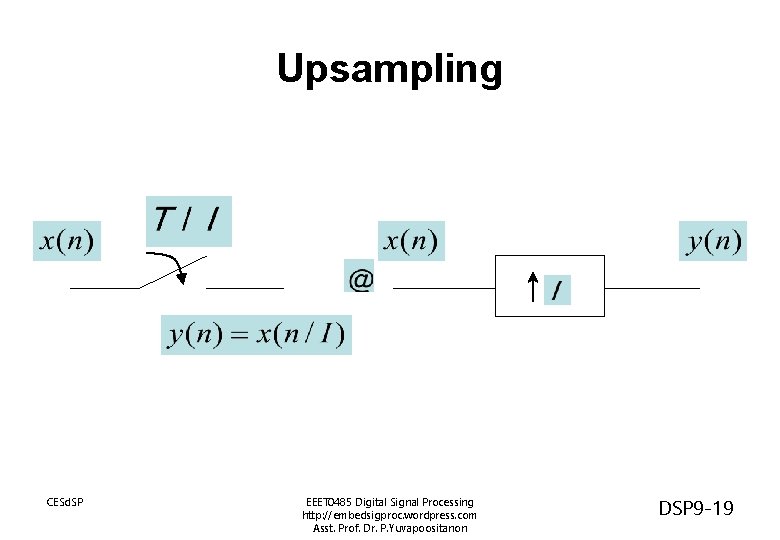 Upsampling CESd. SP EEET 0485 Digital Signal Processing http: //embedsigproc. wordpress. com Asst. Prof.