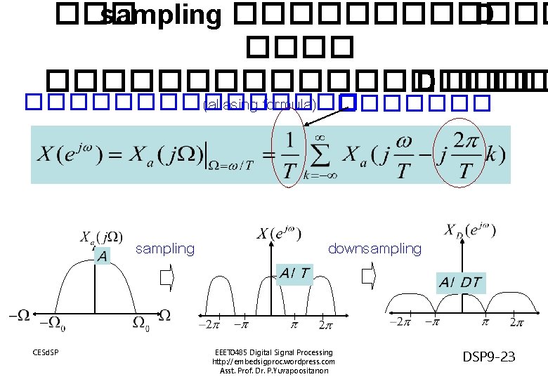 ��� sampling ������������ D ����������� (aliasing formula) ������� sampling CESd. SP downsampling EEET 0485