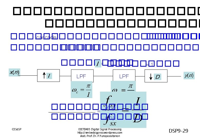 ���������� ������ cascade ��������� �������������� =1 LPF ������ = y(n) ������ x(n) CESd. SP