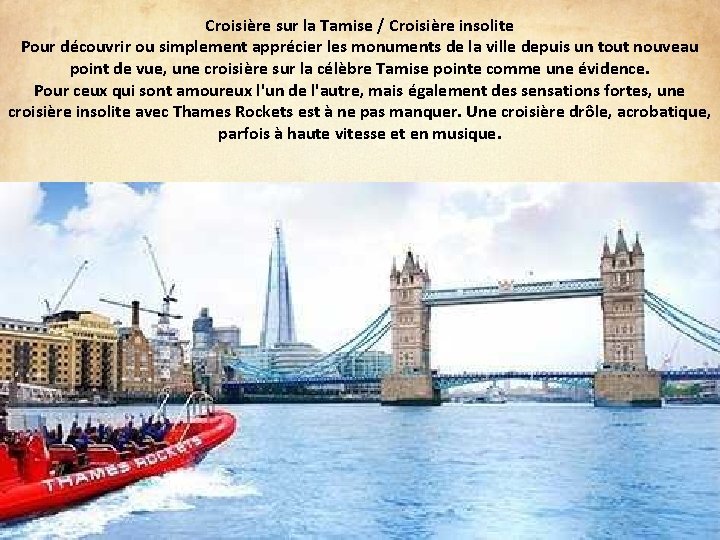 Croisière sur la Tamise / Croisière insolite Pour découvrir ou simplement apprécier les monuments