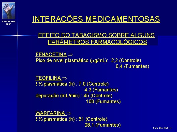 RIOPHARMA 2007 INTERAÇÕES MEDICAMENTOSAS EFEITO DO TABAGISMO SOBRE ALGUNS PAR METROS FARMACOLÓGICOS FENACETINA Pico