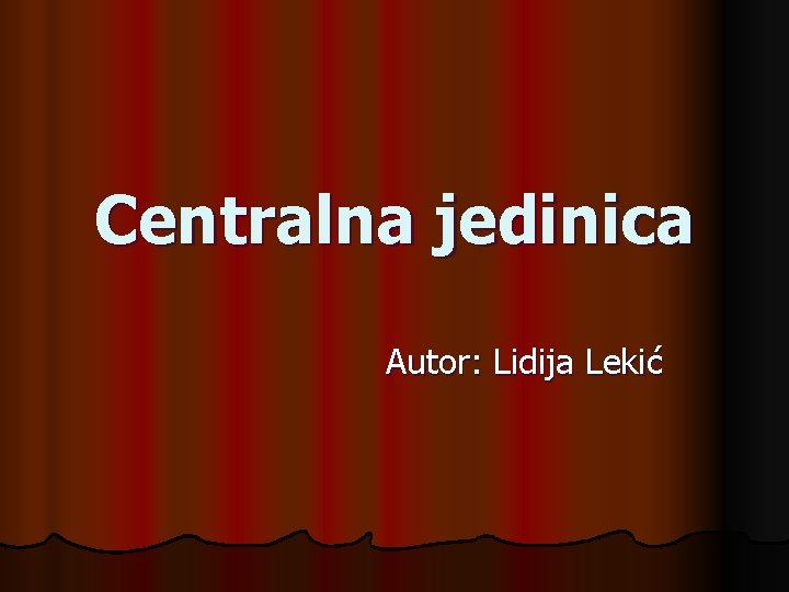 Centralna jedinica Autor: Lidija Lekić 