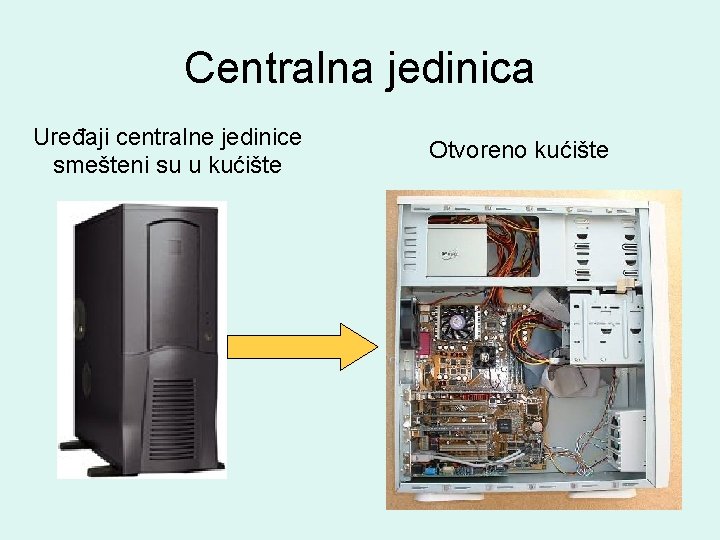 Centralna jedinica Uređaji centralne jedinice smešteni su u kućište Otvoreno kućište 