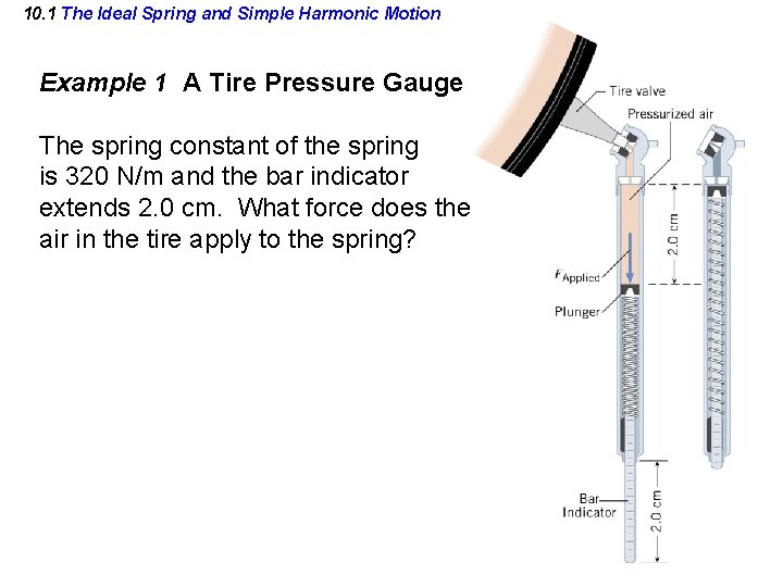 10. 1 The Ideal Spring and Simple Harmonic Motion Example 1 A Tire Pressure