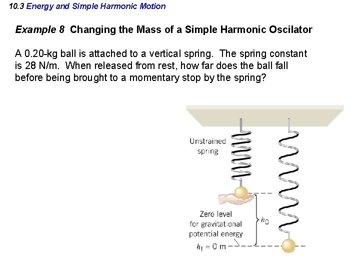 10. 3 Energy and Simple Harmonic Motion Example 8 Changing the Mass of a
