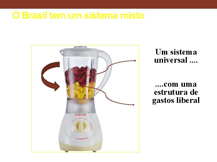 O Brasil tem um sistema misto Um sistema universal. . . . com uma