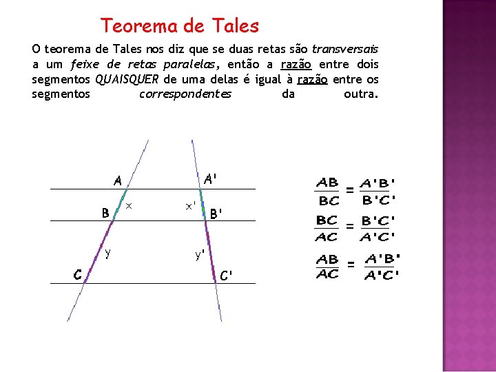 TEOREMA DE TALES Voc j estudou os conceitos