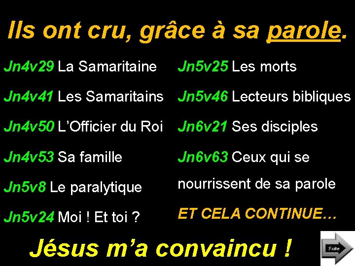 Ils ont cru, grâce à sa parole. Jn 4 v 29 La Samaritaine Jn