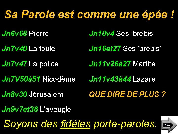 Sa Parole est comme une épée ! Jn 6 v 68 Pierre Jn 10
