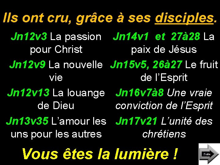 Ils ont cru, grâce à ses disciples. Jn 12 v 3 La passion Jn