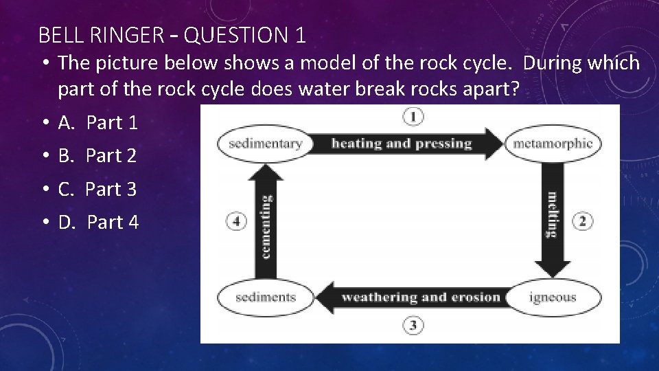 BELL RINGER – QUESTION 1 • The picture below shows a model of the