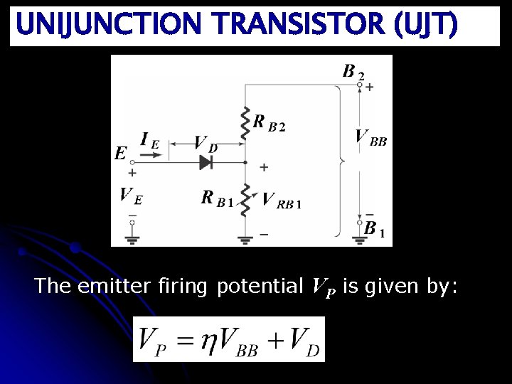 UNIJUNCTION TRANSISTOR (UJT) The emitter firing potential VP is given by: 
