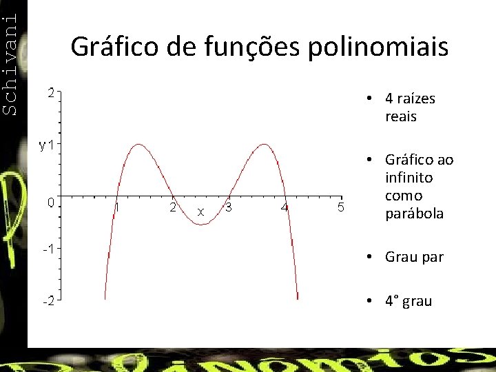 Schivani Gráfico de funções polinomiais • 4 raízes reais • Gráfico ao infinito como