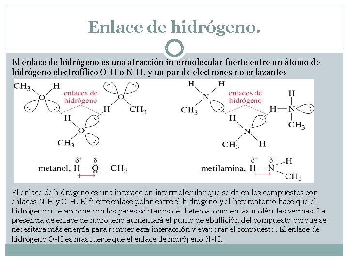 Enlace de hidrógeno. El enlace de hidrógeno es una atracción intermolecular fuerte entre un Enlace de hidrógeno. El enlace de hidrógeno es una atracción intermolecular fuerte entre un