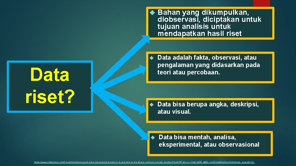 Data riset? Bahan yang dikumpulkan, diobservasi, diciptakan untuk tujuan analisis untuk mendapatkan hasil riset